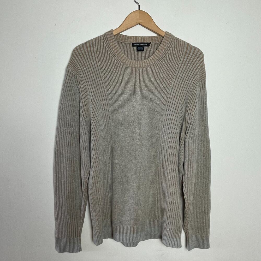 French Connection Ribbed Mens Sweater XL Cotton Heavy Fisherman Preppy Indie‎